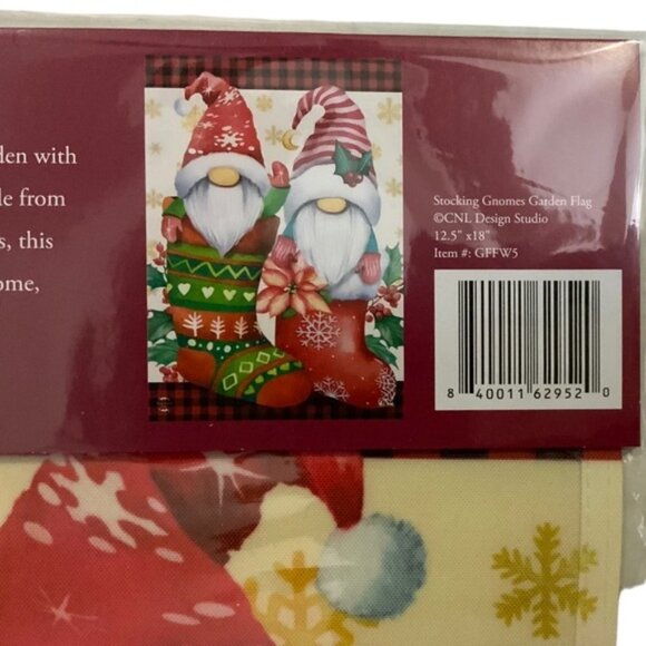 Christmas Garden Gnome Flag Holiday Stockings Vertical 12.5 in X 18 in Colorful - Picture 12 of 15